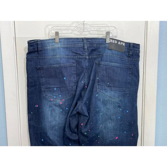 VTG Red Ape Jeans 38x32 Moto Style Distressed Paint Splatter Baggy Grunge READ - Picture 5 of 9